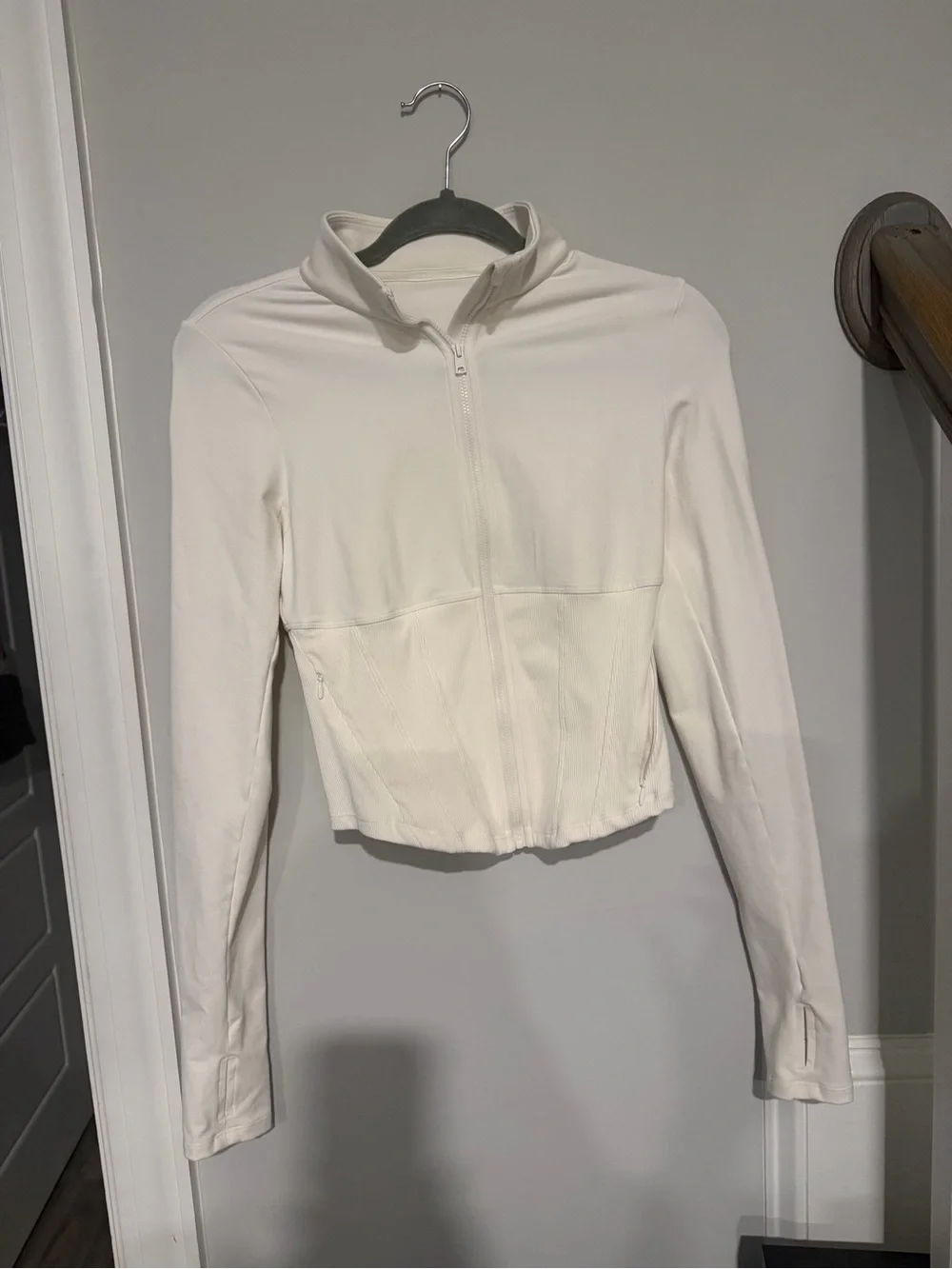 Alo Yoga Ivory Airbrush Corset Zip-Front Long Sleeve Women's Jacket